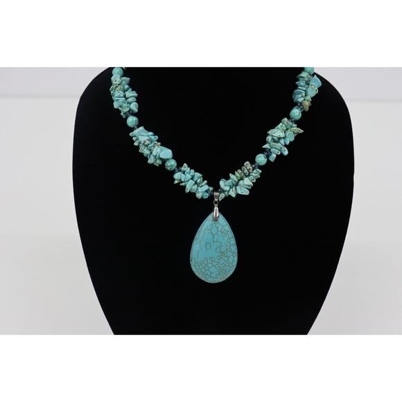 Turquoise Necklace with Hand Painted Koi Fish-Art to Wear-Beachy Coastal-Artsy - Picture 9 of 9